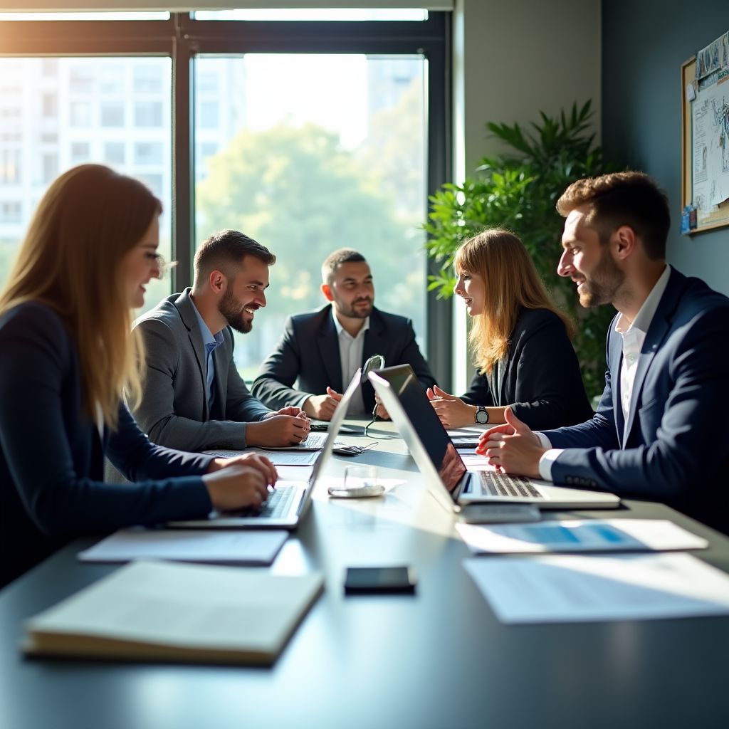 Equipo trabajando en colaboración