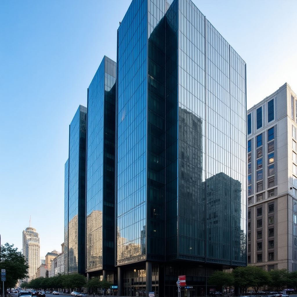 Edificio de oficinas moderno en Buenos Aires donde se encuentra FinanArg.